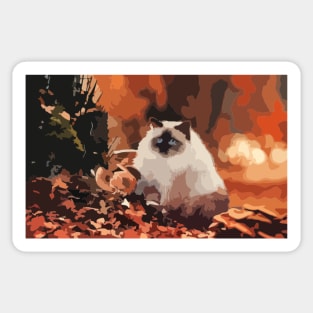 Birman Cat Digital Painting Sticker